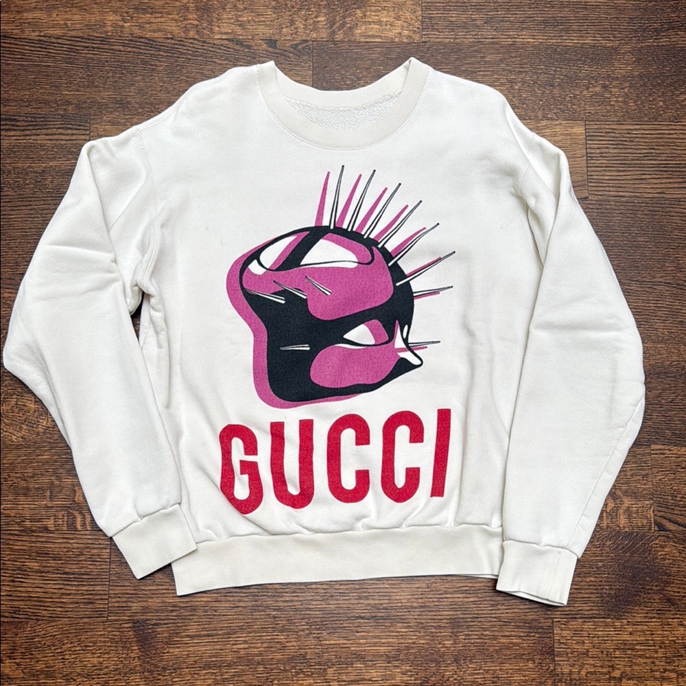 Gucci Manifesto Mask Collection. White Sweatshirt with mask.